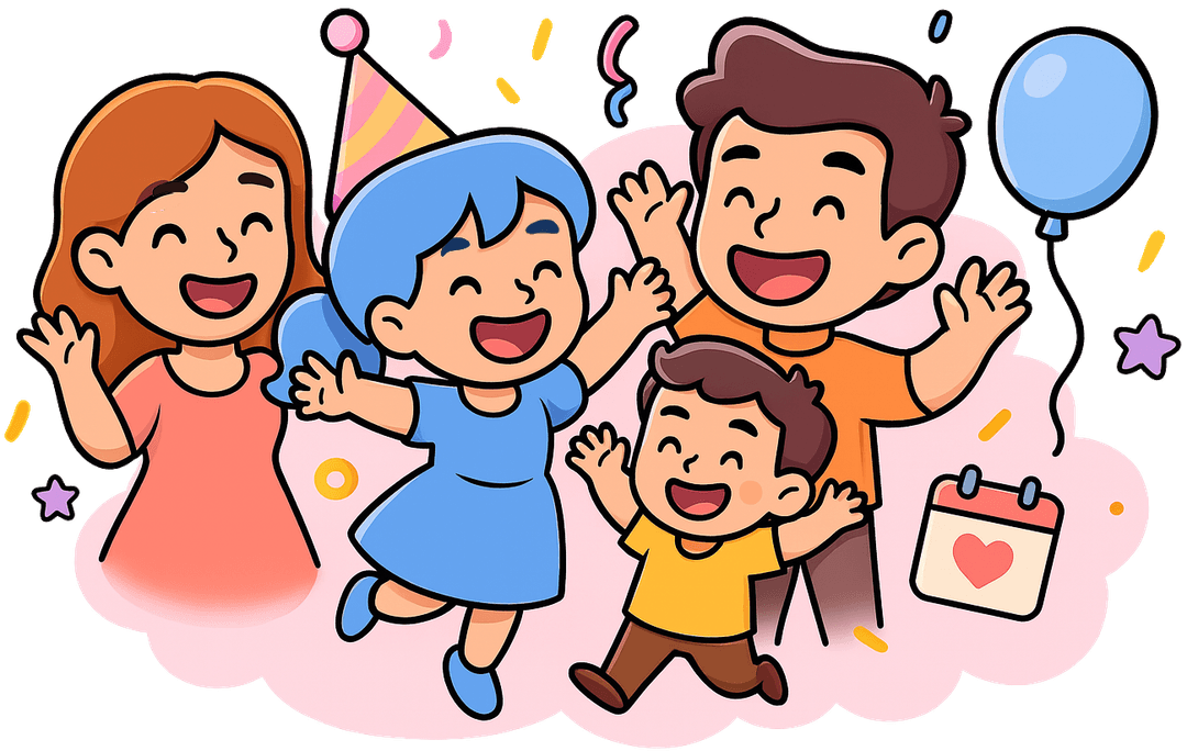 Família feliz comemorando